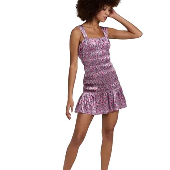 English Factory Purple Floral Smocked Mini Dress Size Small - Picture 1 of 9